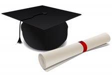 Graduation cap and degree.
