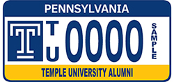 Temple license plate