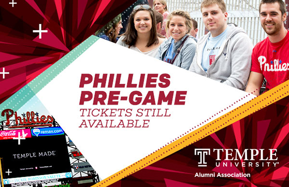 Phillies Pre-Game Tickets Still Available. Temple University Alumni Association.
