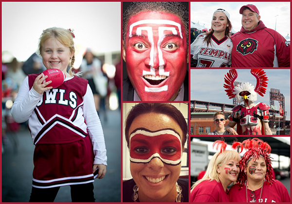 Collage of Temple pride photos