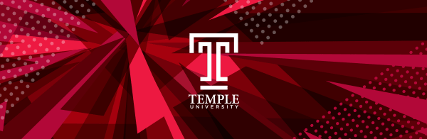 An illustration with Temple’s branding and a Temple “T”