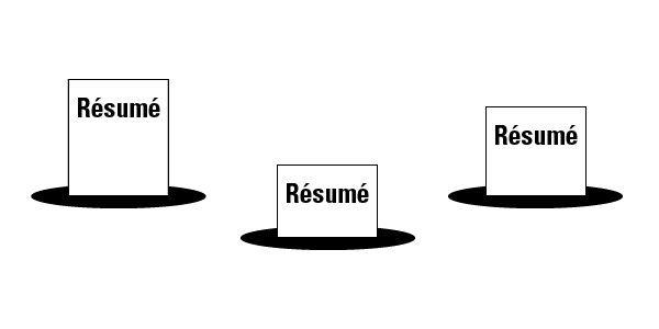 An animated illustration of résumés popping in and out of black holes. 
