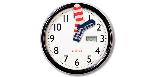 A GIF showing a clock with socks as hands.
