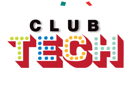 Animated gif that says "Club TECH 10" with confetti