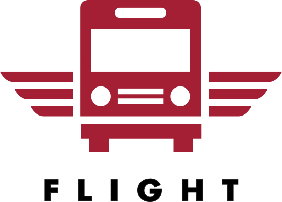 Flight logo which is a drawing of a bus.