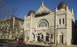 The exterior of Temple Performing Arts Center.