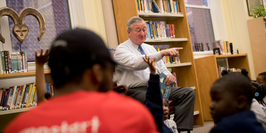 Mayor Jim Kenney reads to preschool students
