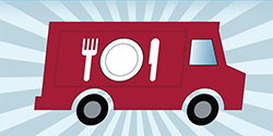A graphic that represents the food truck culture on Main Campus.